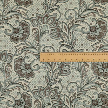 Otega Jacquard Quality Soft Floral Pattern Brown Colour Designer Fabric JO-346 - Roman Blinds