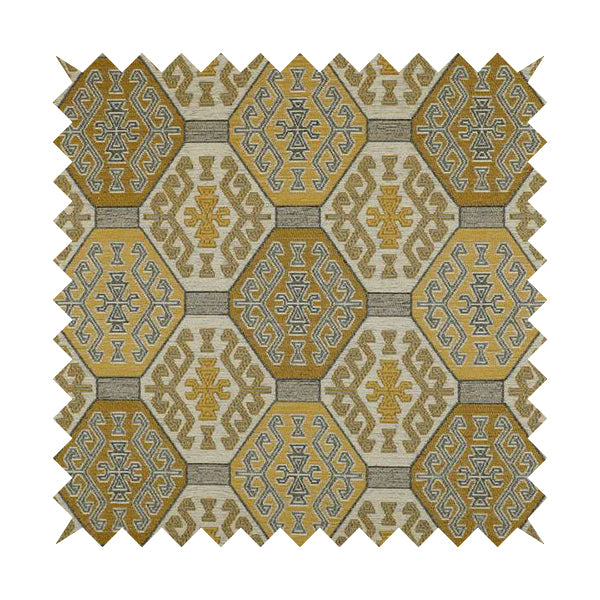 Mirador Medallion Pattern In Yellow Colour Interior Fabrics JO-348 - Roman Blinds