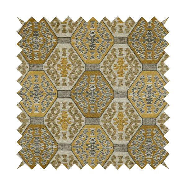 Mirador Medallion Pattern In Yellow Colour Interior Fabrics JO-348