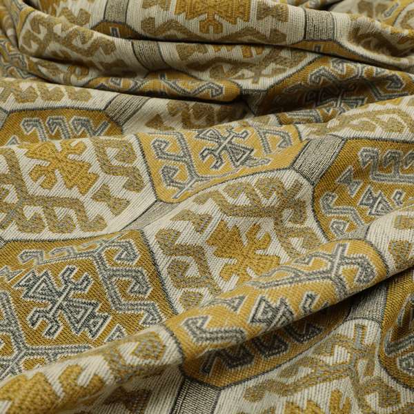 Mirador Medallion Pattern In Yellow Colour Interior Fabrics JO-348 - Roman Blinds