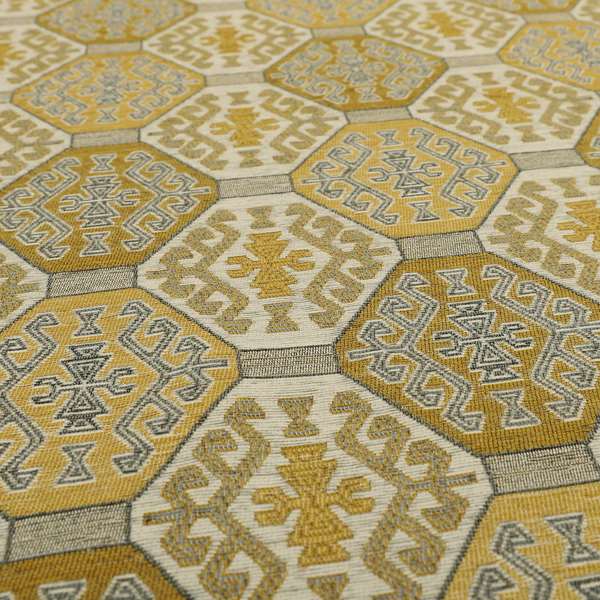 Mirador Medallion Pattern In Yellow Colour Interior Fabrics JO-348 - Roman Blinds