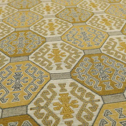 Mirador Medallion Pattern In Yellow Colour Interior Fabrics JO-348 - Made To Measure Curtains