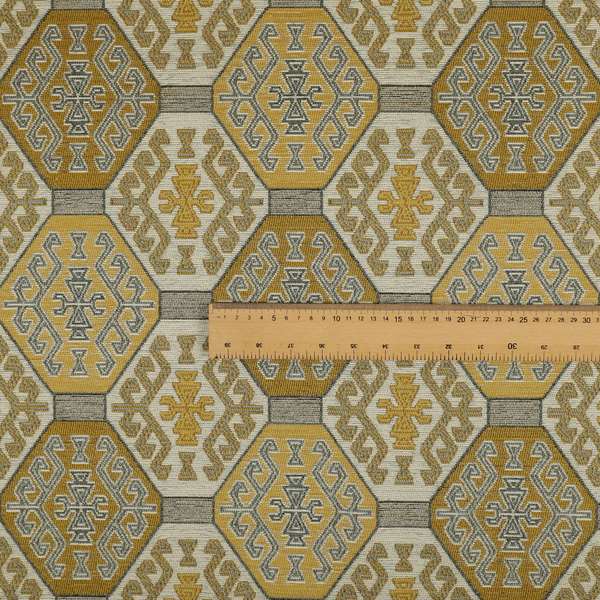 Mirador Medallion Pattern In Yellow Colour Interior Fabrics JO-348 - Roman Blinds