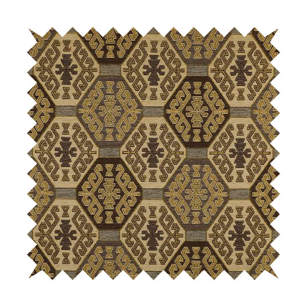 Mirador Medallion Pattern In Brown Colour Interior Fabrics JO-349 - Made To Measure Curtains