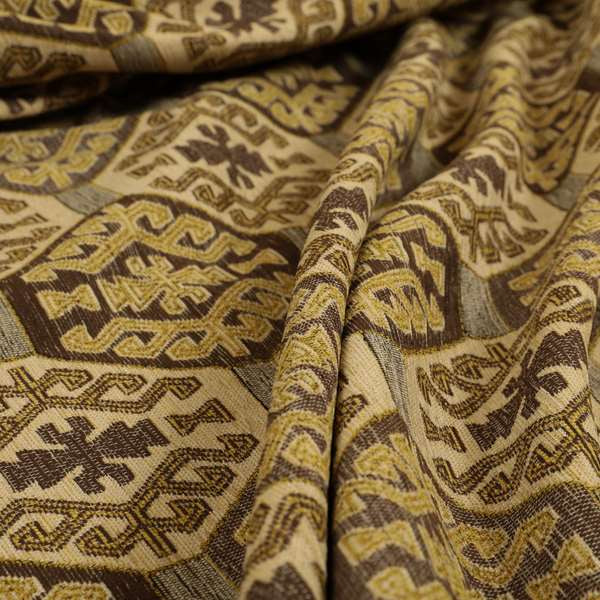 Mirador Medallion Pattern In Brown Colour Interior Fabrics JO-349 - Made To Measure Curtains