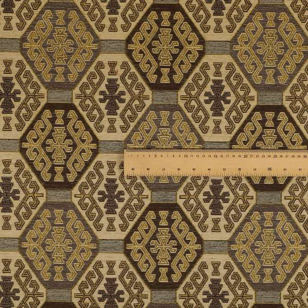 Mirador Medallion Pattern In Brown Colour Interior Fabrics JO-349 - Roman Blinds