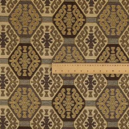 Mirador Medallion Pattern In Brown Colour Interior Fabrics JO-349