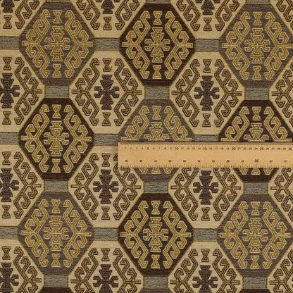 Mirador Medallion Pattern In Brown Colour Interior Fabrics JO-349 - Made To Measure Curtains