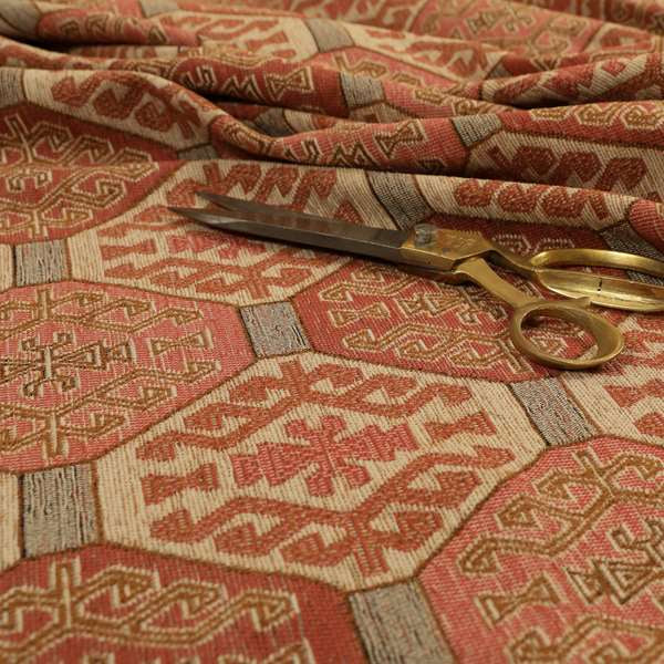 Mirador Medallion Pattern In Pink Colour Interior Fabrics JO-351 - Handmade Cushions