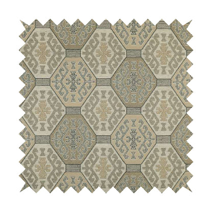 Mirador Medallion Pattern In Grey Beige Colour Interior Fabrics JO-352