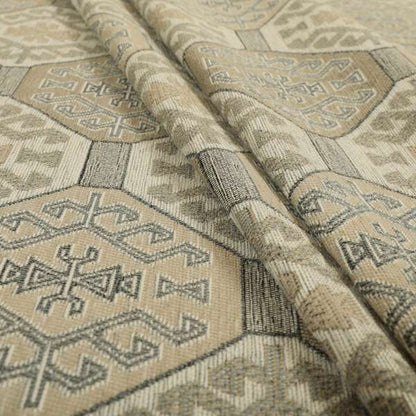 Mirador Medallion Pattern In Grey Beige Colour Interior Fabrics JO-352 - Made To Measure Curtains