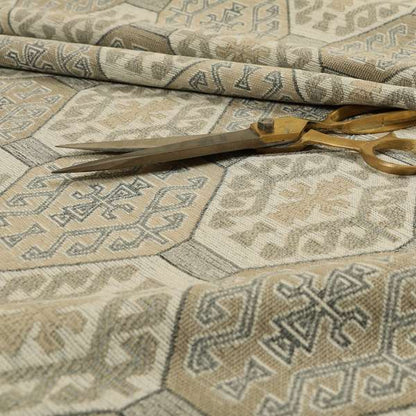 Mirador Medallion Pattern In Grey Beige Colour Interior Fabrics JO-352 - Handmade Cushions