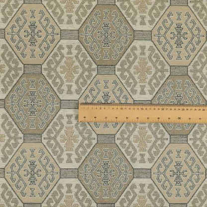 Mirador Medallion Pattern In Grey Beige Colour Interior Fabrics JO-352 - Made To Measure Curtains