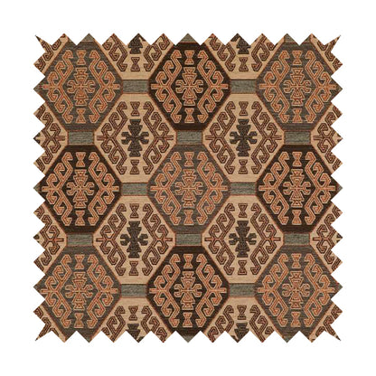 Mirador Medallion Pattern In Orange Colour Interior Fabrics JO-353 - Made To Measure Curtains