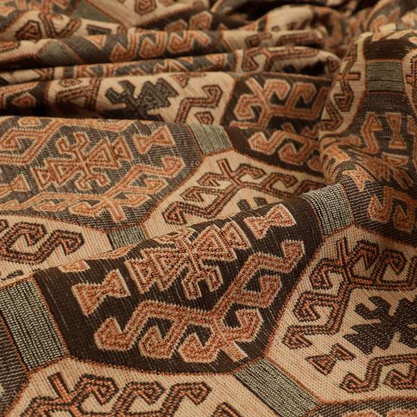 Mirador Medallion Pattern In Orange Colour Interior Fabrics JO-353 - Made To Measure Curtains