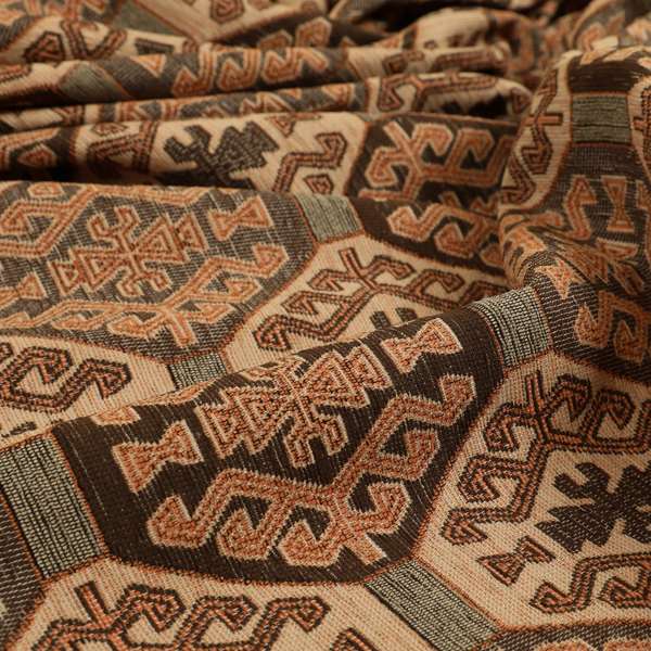 Mirador Medallion Pattern In Orange Colour Interior Fabrics JO-353 - Handmade Cushions
