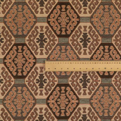 Mirador Medallion Pattern In Orange Colour Interior Fabrics JO-353 - Made To Measure Curtains