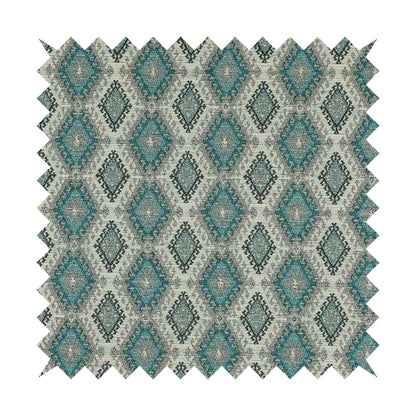 Juanita Small Motif Diamond Pattern In Blue Colour Interior Designer Fabrics JO-354 - Roman Blinds