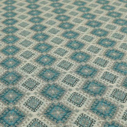 Juanita Small Motif Diamond Pattern In Blue Colour Interior Designer Fabrics JO-354