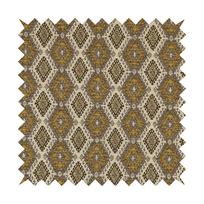 Juanita Small Motif Diamond Pattern In Yellow Colour Interior Designer Fabrics JO-355 - Roman Blinds