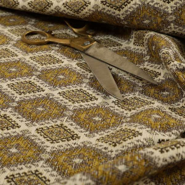 Juanita Small Motif Diamond Pattern In Yellow Colour Interior Designer Fabrics JO-355 - Made To Measure Curtains