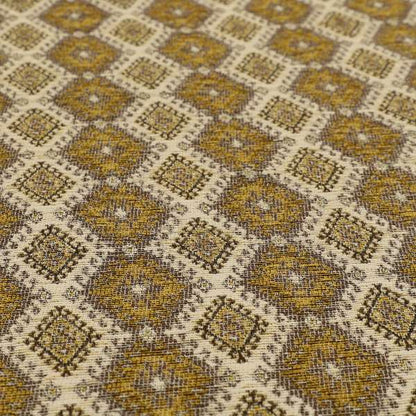 Juanita Small Motif Diamond Pattern In Yellow Colour Interior Designer Fabrics JO-355 - Roman Blinds