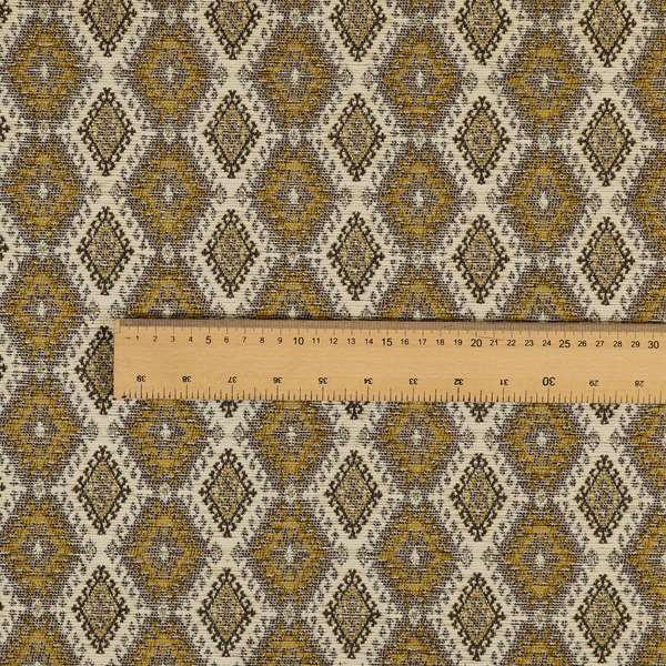 Juanita Small Motif Diamond Pattern In Yellow Colour Interior Designer Fabrics JO-355 - Roman Blinds