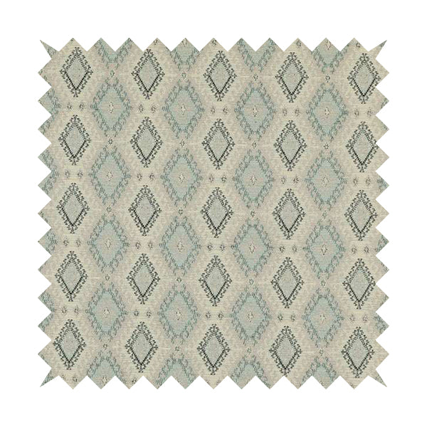 Juanita Small Motif Diamond Pattern In Grey Blue Colour Interior Designer Fabrics JO-357 - Roman Blinds