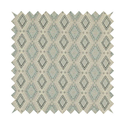 Juanita Small Motif Diamond Pattern In Grey Blue Colour Interior Designer Fabrics JO-357 - Roman Blinds