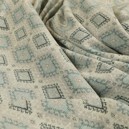 Juanita Small Motif Diamond Pattern In Grey Blue Colour Interior Designer Fabrics JO-357 - Handmade Cushions