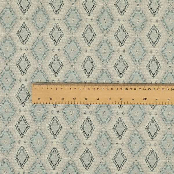 Juanita Small Motif Diamond Pattern In Grey Blue Colour Interior Designer Fabrics JO-357 - Roman Blinds