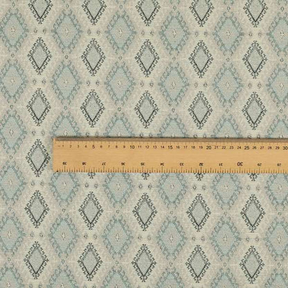 Juanita Small Motif Diamond Pattern In Grey Blue Colour Interior Designer Fabrics JO-357 - Roman Blinds