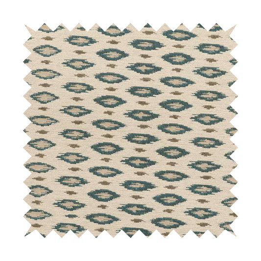 Ella Ikat Small Motif Design Blue Colour Woven Jacquard Upholstery Fabrics JO-358