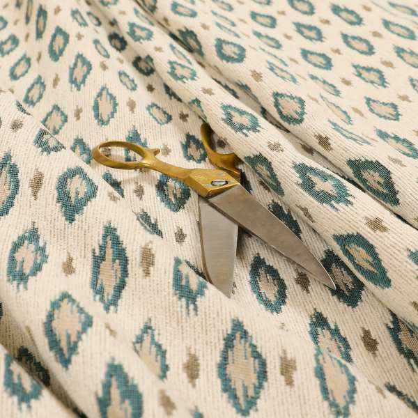 Ella Ikat Small Motif Design Blue Colour Woven Jacquard Upholstery Fabrics JO-358 - Made To Measure Curtains