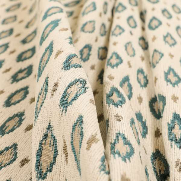 Ella Ikat Small Motif Design Blue Colour Woven Jacquard Upholstery Fabrics JO-358 - Roman Blinds