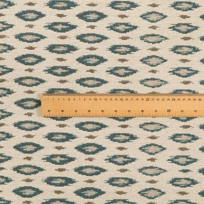 Ella Ikat Small Motif Design Blue Colour Woven Jacquard Upholstery Fabrics JO-358 - Roman Blinds