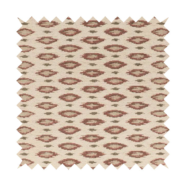 Ella Ikat Small Motif Design Pink Colour Woven Jacquard Upholstery Fabrics JO-359 - Roman Blinds