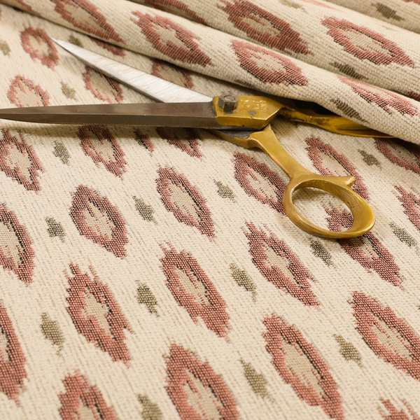 Ella Ikat Small Motif Design Pink Colour Woven Jacquard Upholstery Fabrics JO-359 - Roman Blinds