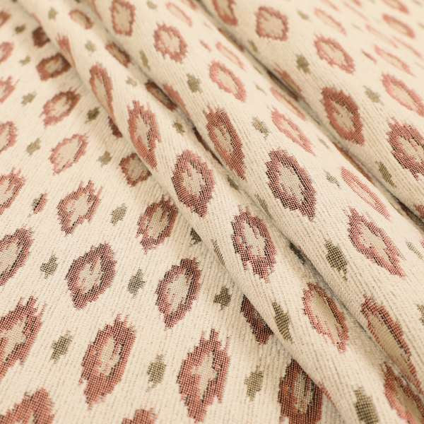 Ella Ikat Small Motif Design Pink Colour Woven Jacquard Upholstery Fabrics JO-359 - Roman Blinds