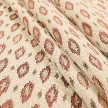 Ella Ikat Small Motif Design Pink Colour Woven Jacquard Upholstery Fabrics JO-359 - Made To Measure Curtains