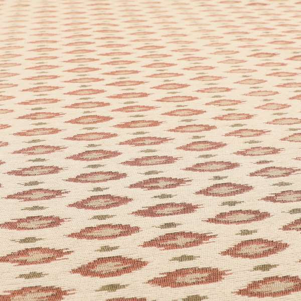 Ella Ikat Small Motif Design Pink Colour Woven Jacquard Upholstery Fabrics JO-359