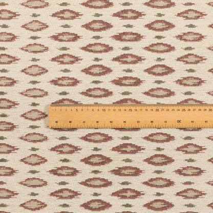 Ella Ikat Small Motif Design Pink Colour Woven Jacquard Upholstery Fabrics JO-359 - Roman Blinds