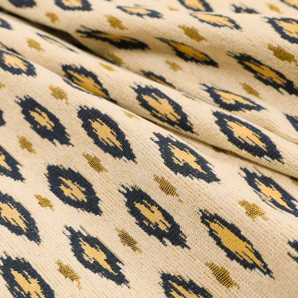 Ella Ikat Small Motif Design Navy Blue Colour Woven Jacquard Upholstery Fabrics JO-360 - Roman Blinds