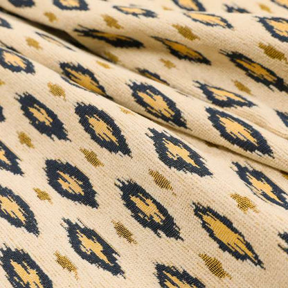 Ella Ikat Small Motif Design Navy Blue Colour Woven Jacquard Upholstery Fabrics JO-360 - Handmade Cushions