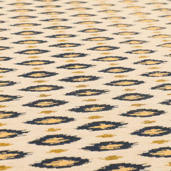 Ella Ikat Small Motif Design Navy Blue Colour Woven Jacquard Upholstery Fabrics JO-360 - Roman Blinds