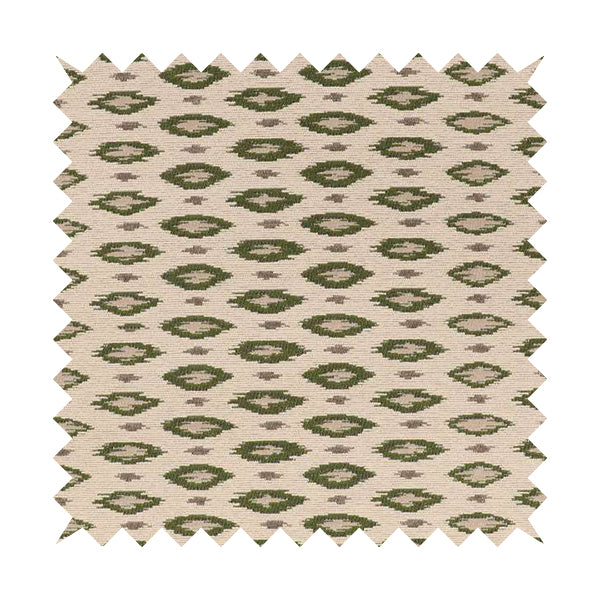 Ella Ikat Small Motif Design Green Colour Woven Jacquard Upholstery Fabrics JO-361 - Roman Blinds