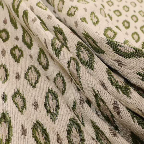 Ella Ikat Small Motif Design Green Colour Woven Jacquard Upholstery Fabrics JO-361 - Roman Blinds