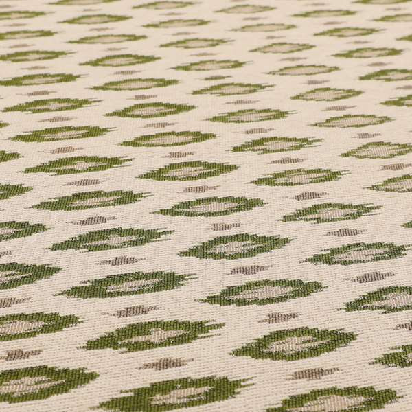 Ella Ikat Small Motif Design Green Colour Woven Jacquard Upholstery Fabrics JO-361