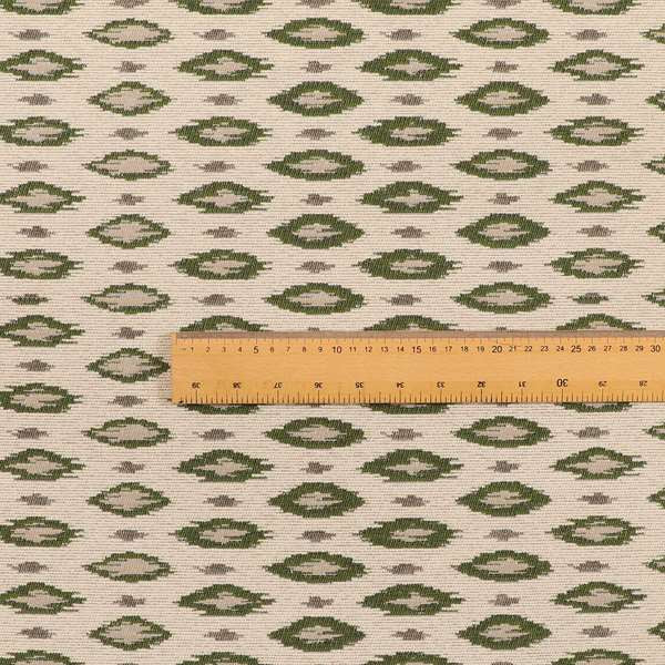 Ella Ikat Small Motif Design Green Colour Woven Jacquard Upholstery Fabrics JO-361 - Roman Blinds