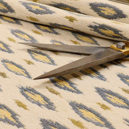 Ella Ikat Small Motif Design Grey Colour Woven Jacquard Upholstery Fabrics JO-362 - Roman Blinds